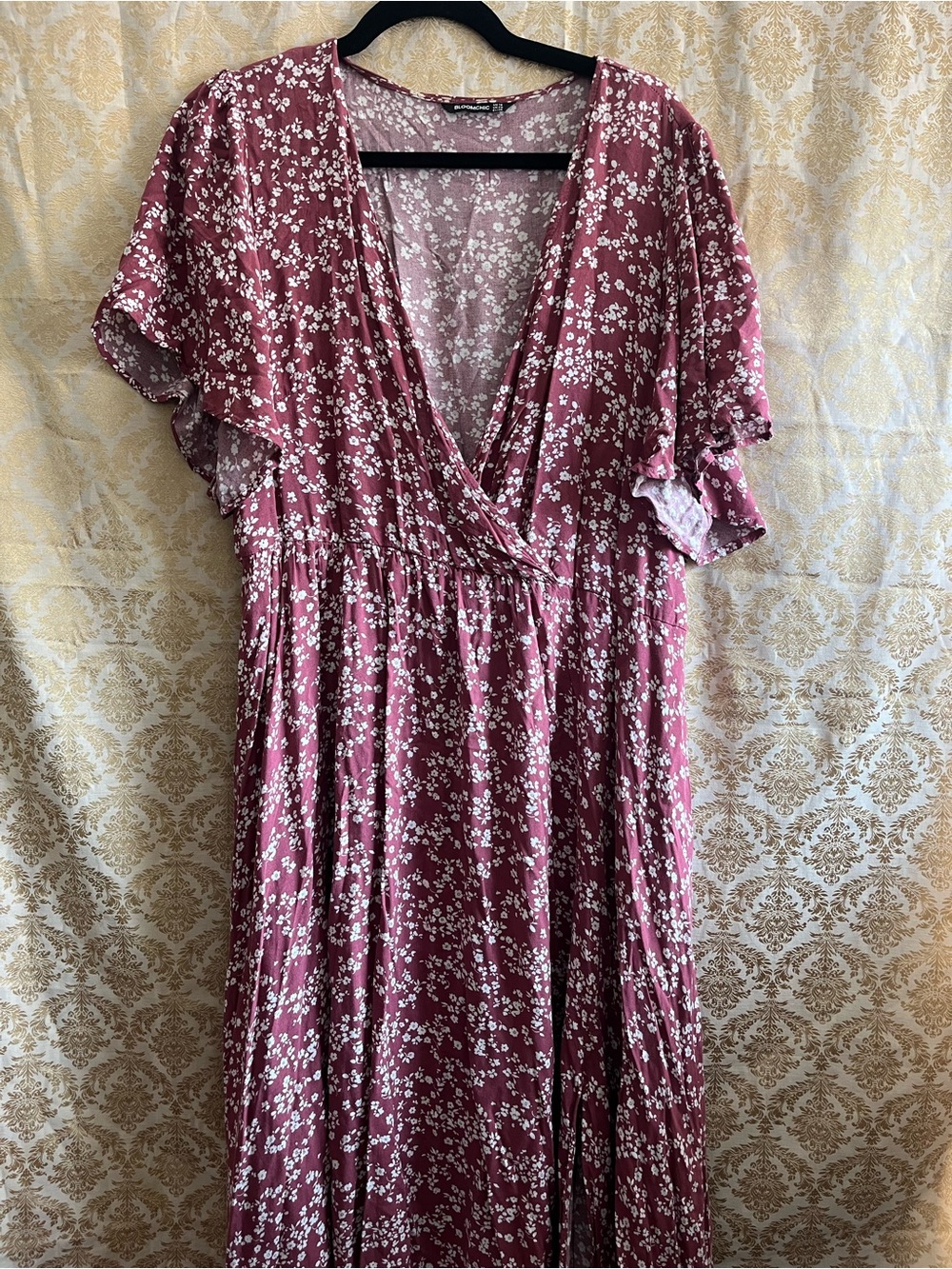 BloomChic Mauve Floral Wrap Dress